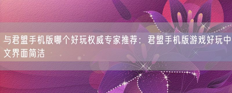 与君盟手机版哪个好玩权威专家推荐：君盟手机版游戏好玩中文界面简洁