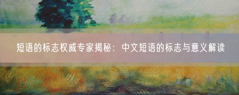 短语的标志权威专家揭秘：中文短语的标志与意义解读